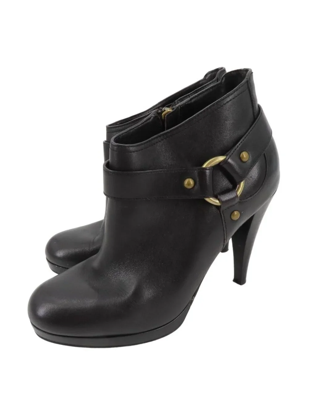 Cole Haan 6.5 B Women Kennedy Solid Black Leather Platform Ankle Boots Booties